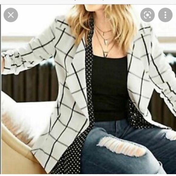 Lane bryant 18/20 windowpane blazer jacket cardigan coat - Picture 1 of 5